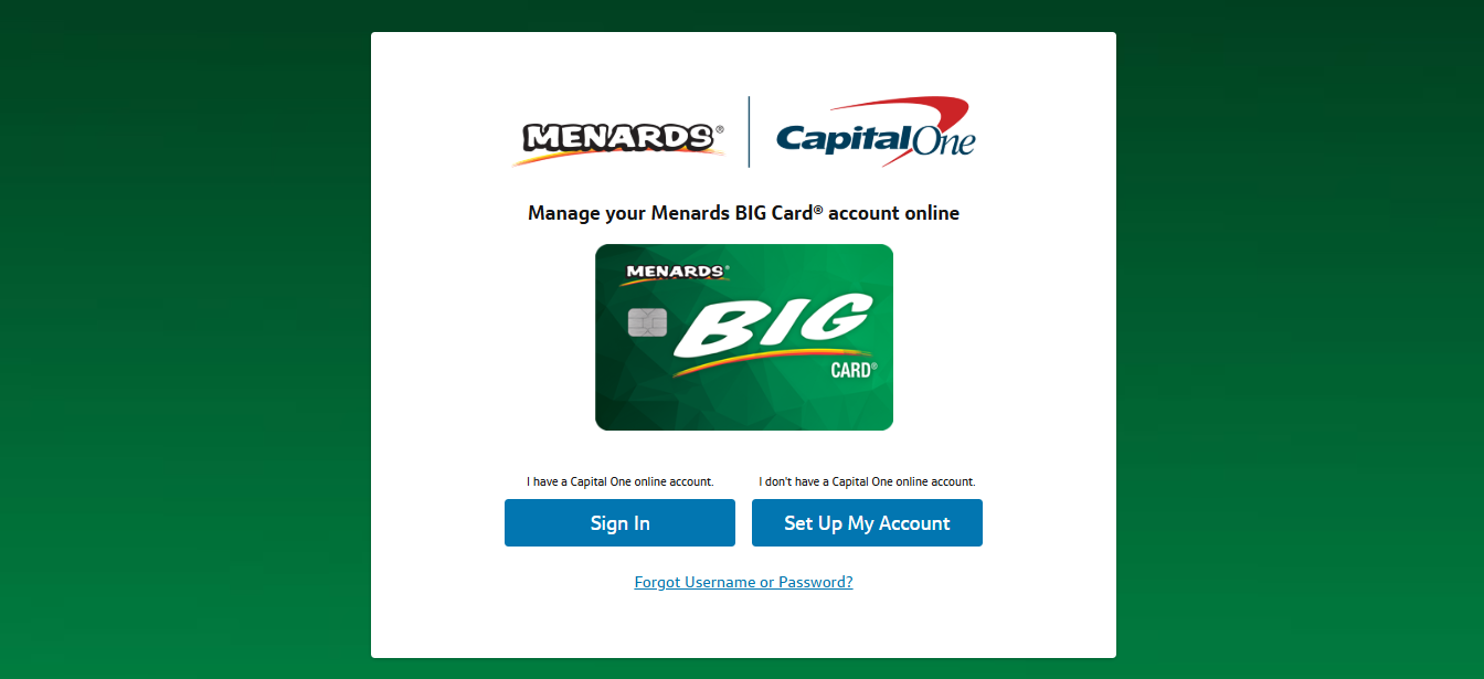 Menards.CapitalOne.com/activate Login Portal